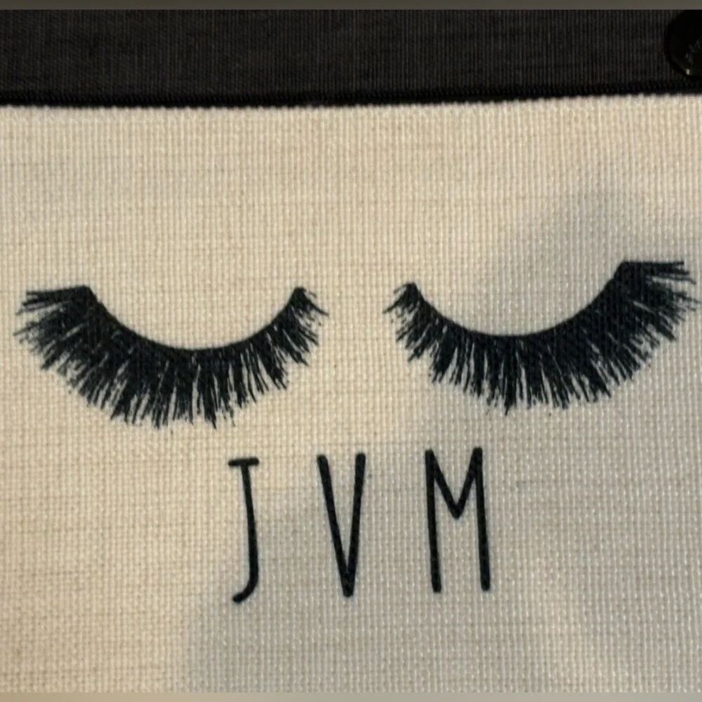 JVM Initial Eyelash Makeup Bag Pouch Clutch